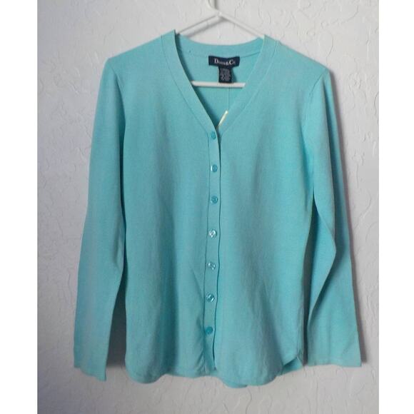 QVC Denim & Co Blue Teal Knit Cardigan Sweater Women size XSmall NWT - Picture 2 of 10
